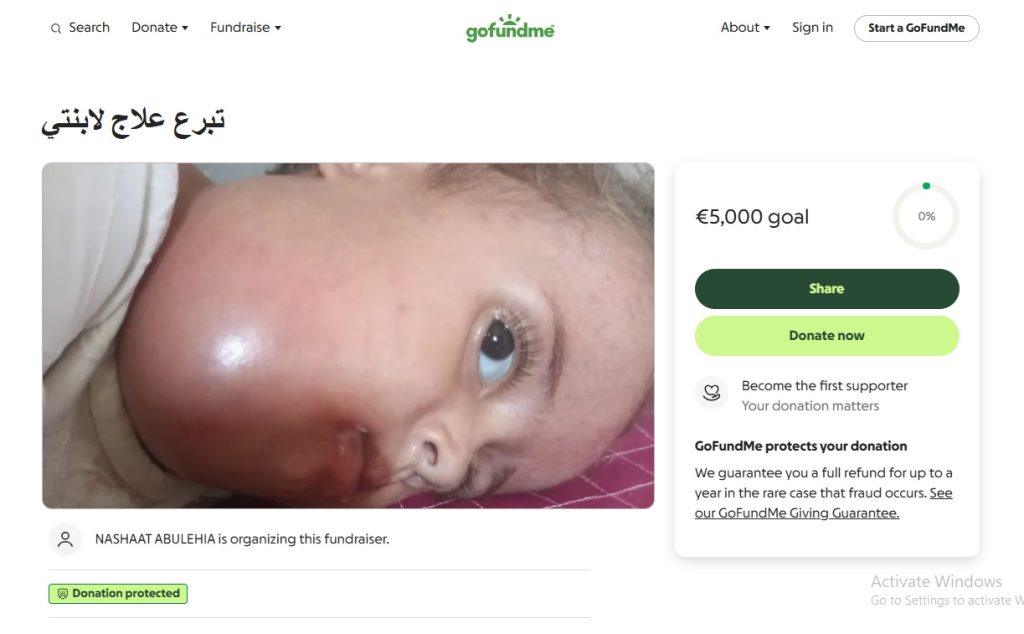 حملة جمع التبرعات للطفلة جوليا أبو لحية على موقع gofundme