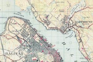 هاليفاكس، شمال غرب، ١٩١٨، تُظهر مضيق ميناء هاليفاكس